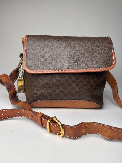Vintage Celine Paris Triomphe Monogram Shoulder / Crossbody Bag Brown