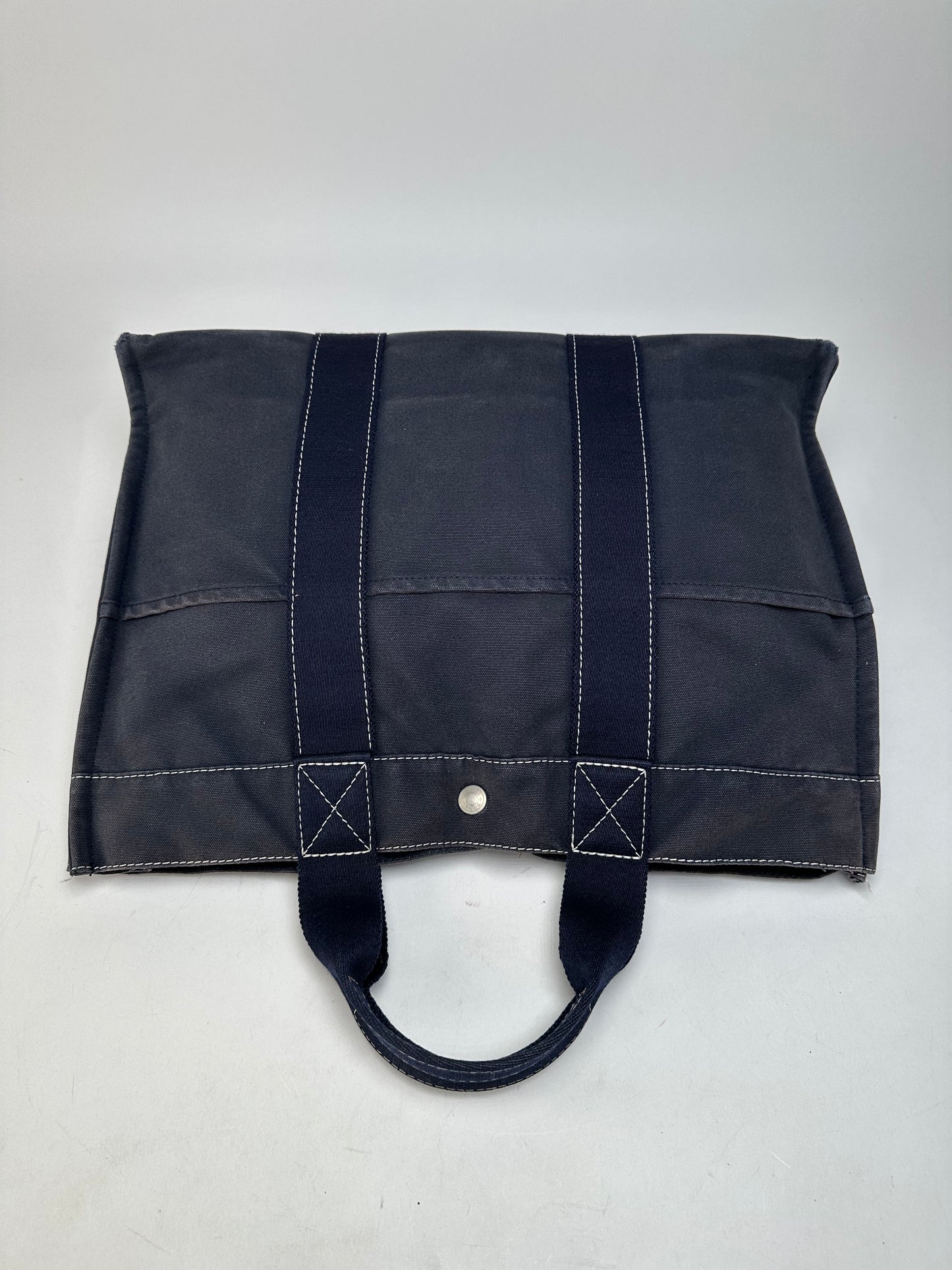 Vintage Hermes Canvas Tote Bag Navy