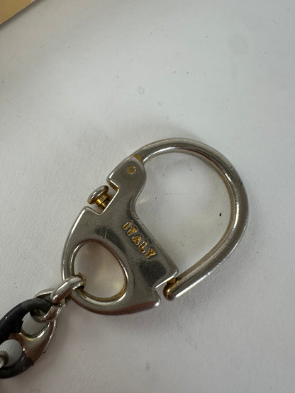 Vintage Gucci GG Logo Enamel Keychain Early 2000s Black Yellow