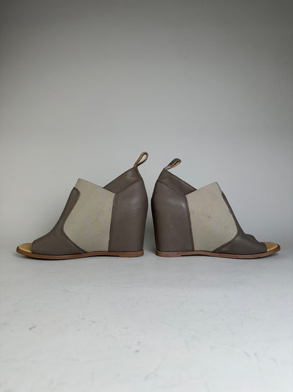 Vintage Madison Leather Heeled Sandals Beige Brown EU38