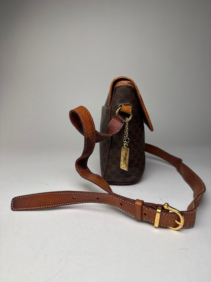 Vintage Celine Paris Triomphe Monogram Shoulder / Crossbody Bag Brown