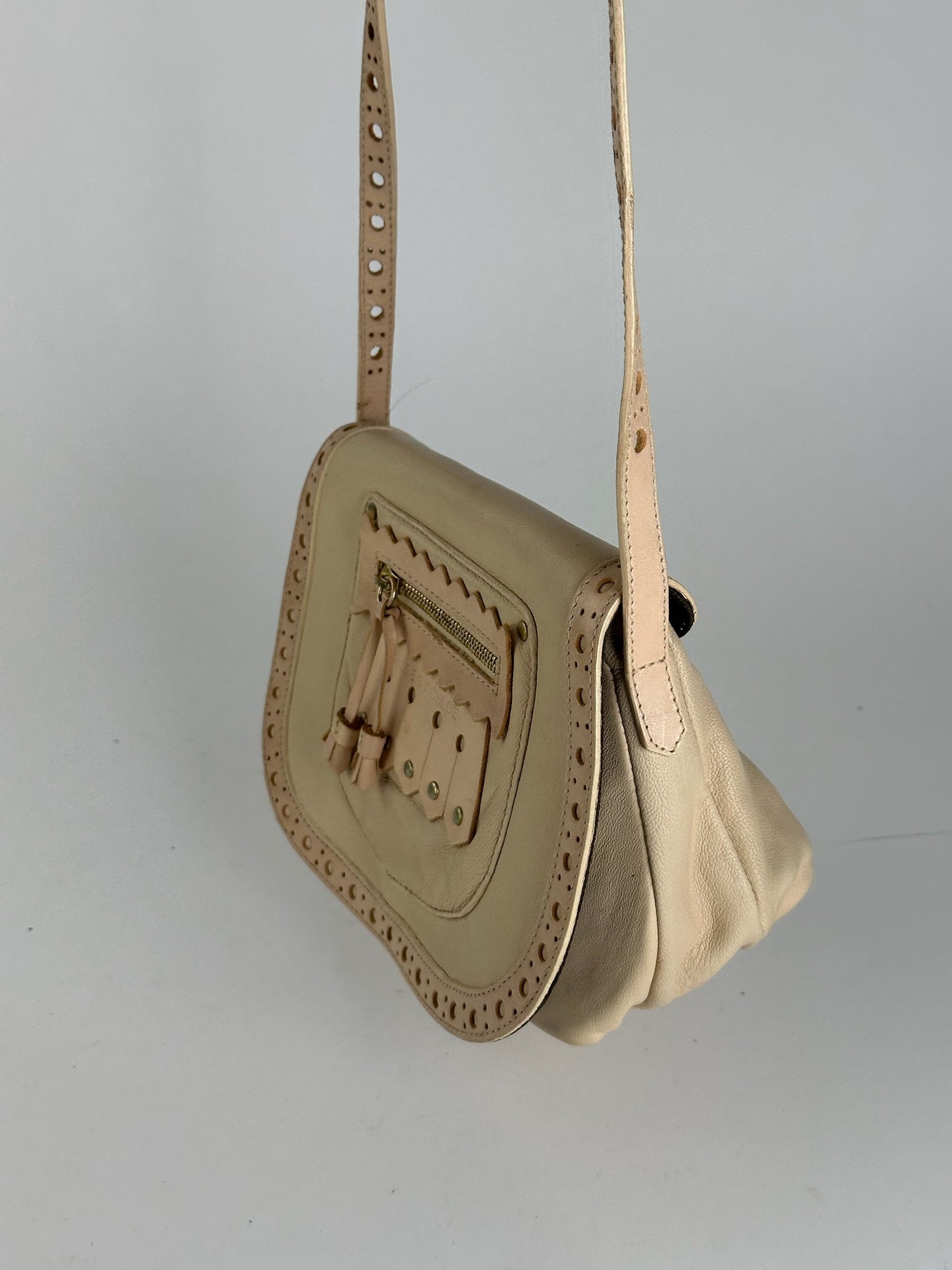 Sac vintage en cuir Chloé beige
