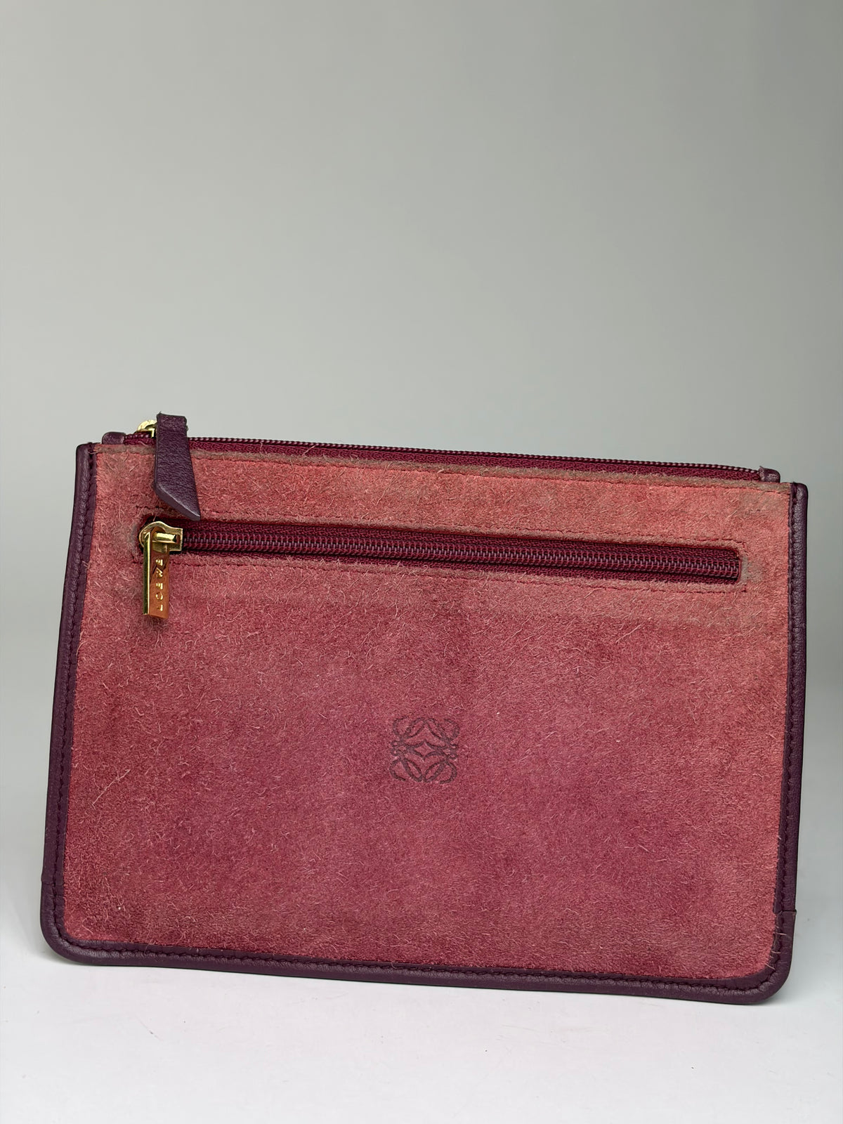 Vintage Loewe Zip-Around Wallet c. Late 1990s Burgundy Pink