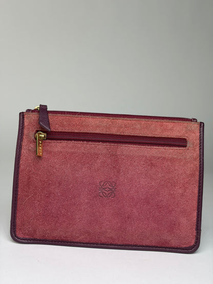 Vintage Loewe Zip-Around Wallet c. Late 1990s Burgundy Pink