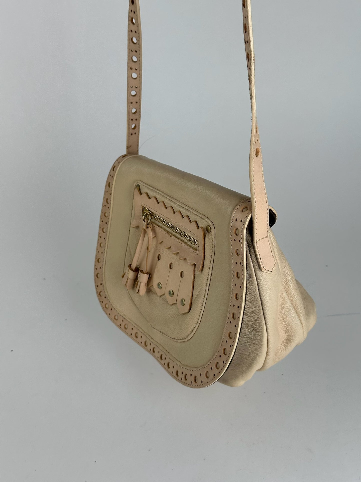 Sac vintage en cuir Chloé beige