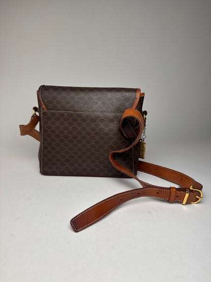 Vintage Celine Paris Triomphe Monogram Shoulder / Crossbody Bag Brown