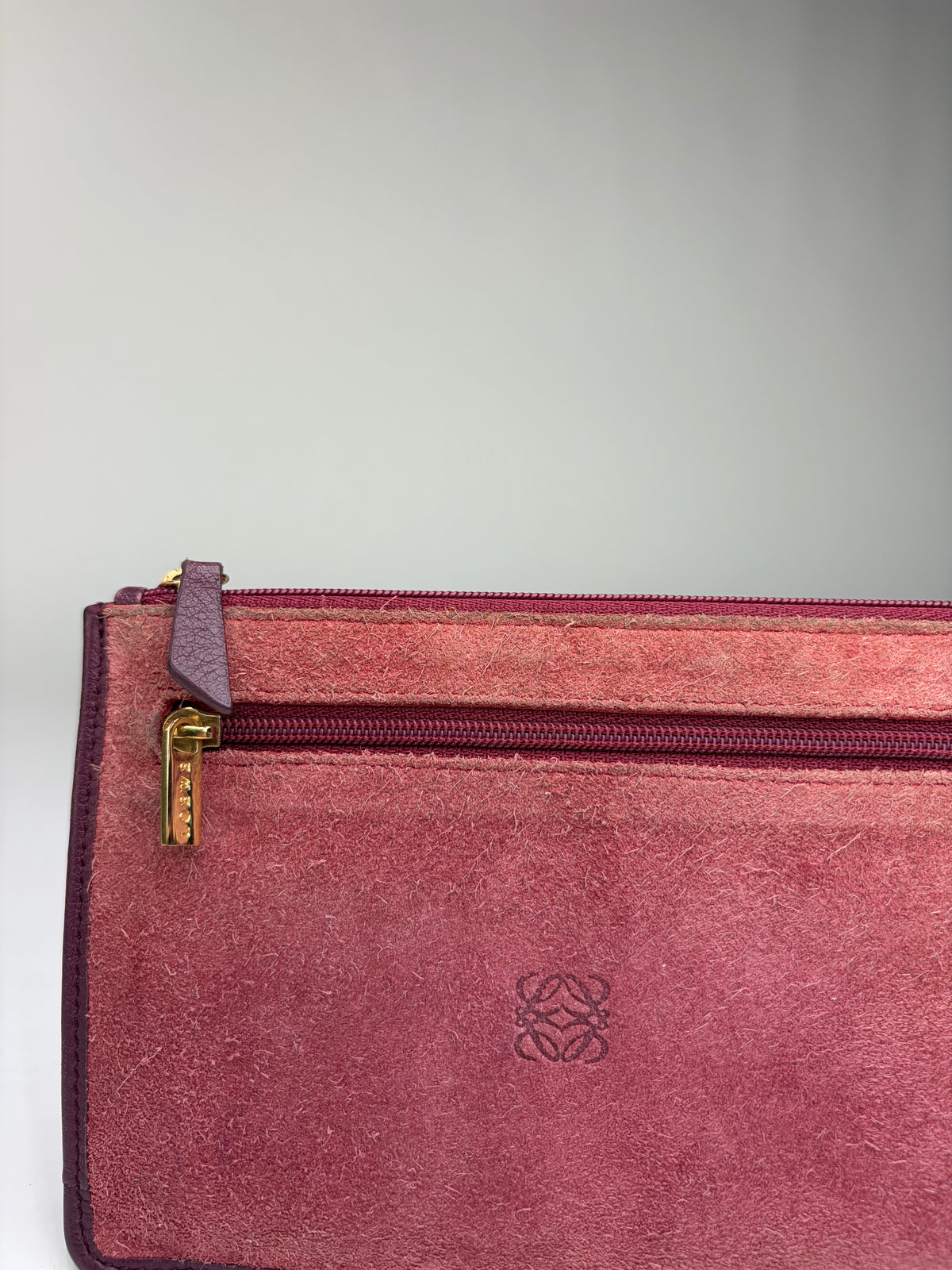 Vintage Loewe Zip-Around Wallet c. Late 1990s Burgundy Pink