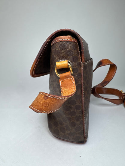 Vintage Celine Paris Triomphe Monogram Shoulder / Crossbody Bag Brown