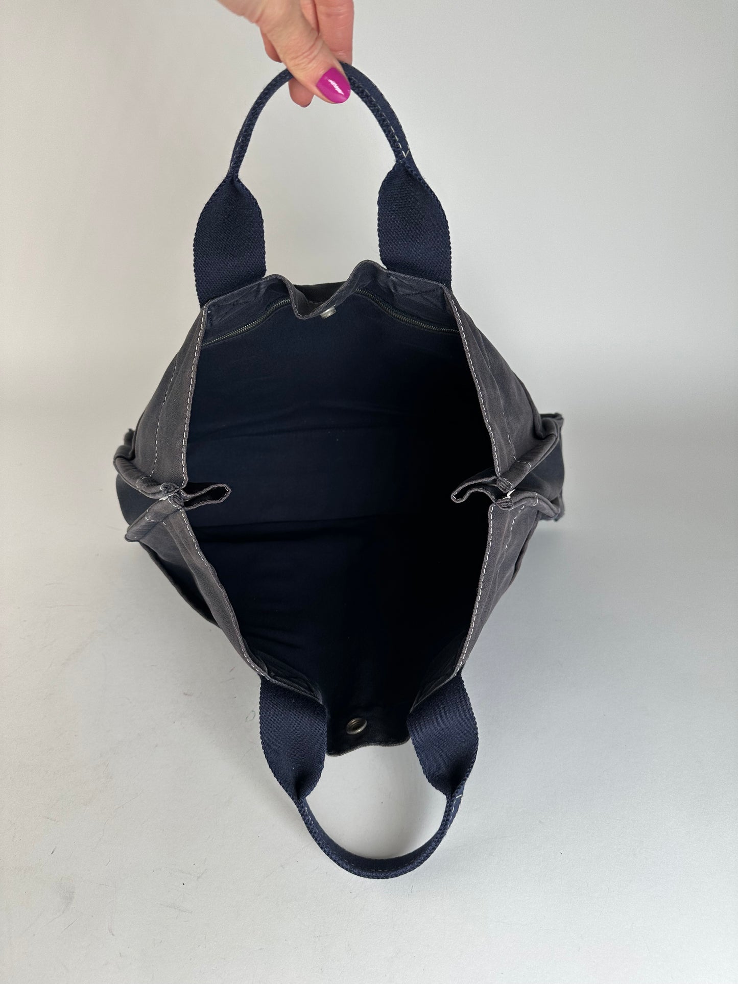Vintage Hermes Canvas Tote Bag Navy