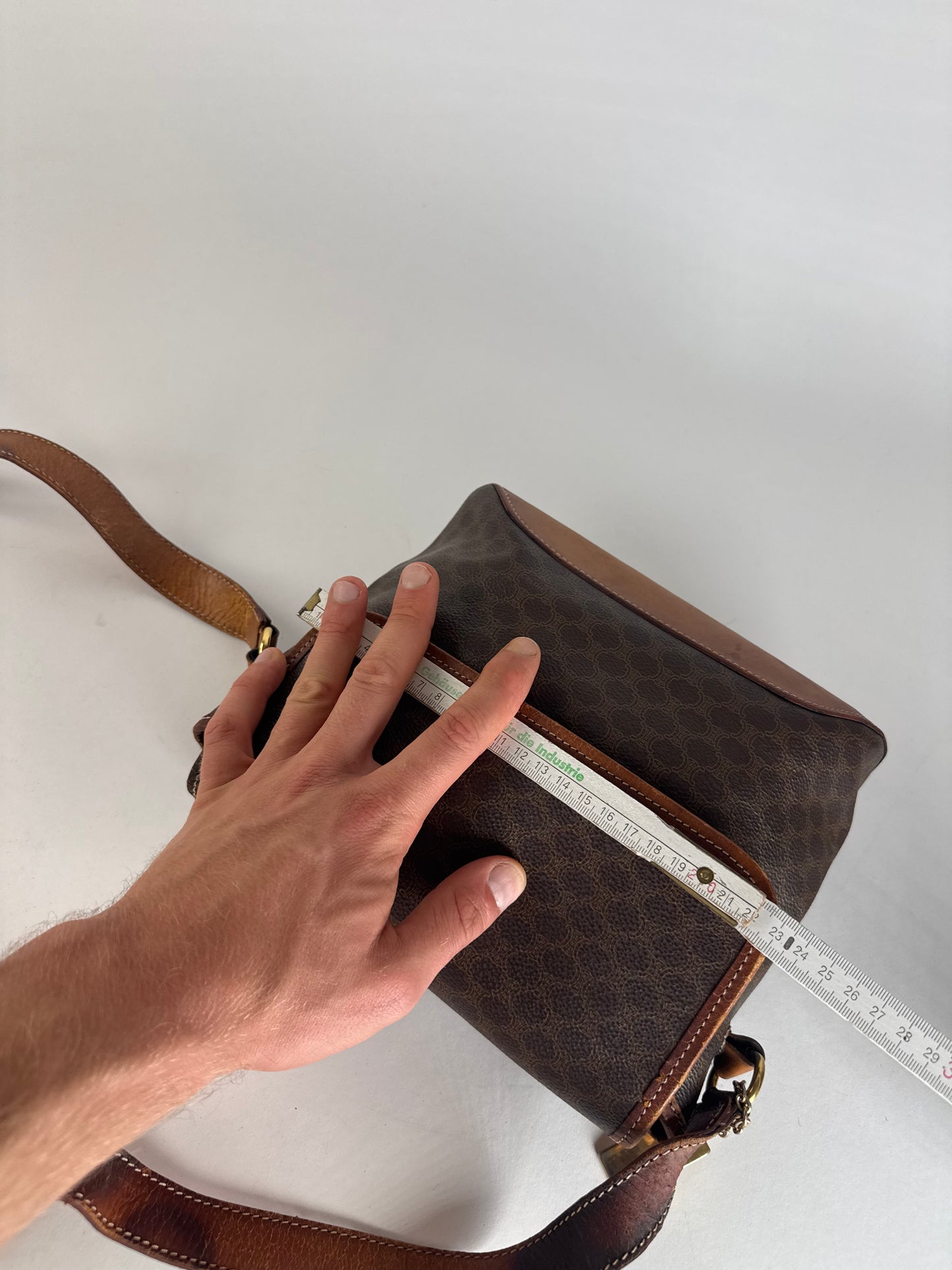 Vintage Celine Paris Triomphe Monogram Shoulder / Crossbody Bag Brown