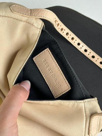 Sac vintage en cuir Chloé beige