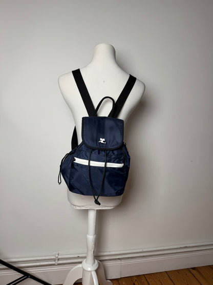 Vintage Courreges Polyester Backpack Navy Black