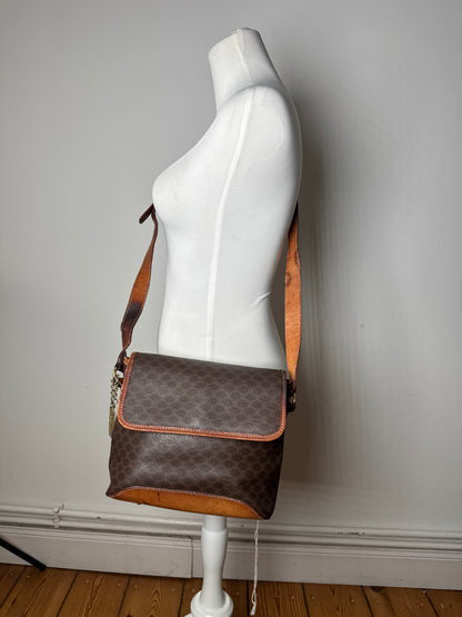 Vintage Celine Paris Triomphe Monogram Shoulder / Crossbody Bag Brown