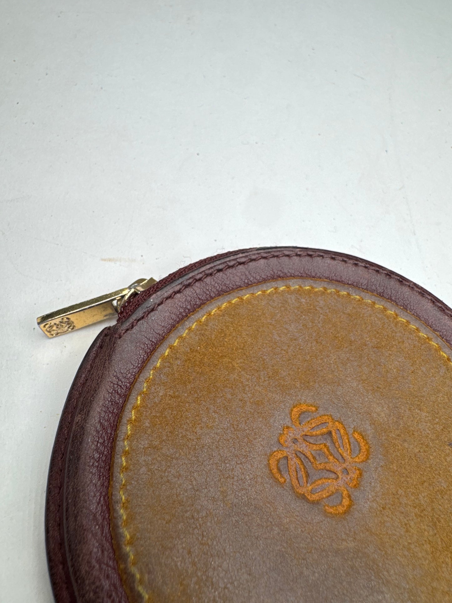 Vintage Loewe Madrid Anagram Logo Leather Purse Brown