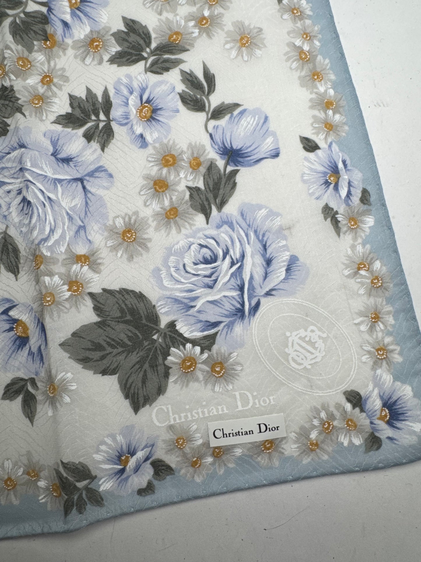 Vintage Dior Scarf Blue White