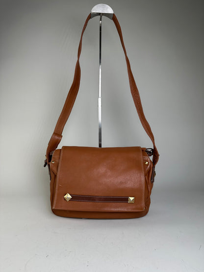 Vintage Givenchy Studded Leather Shoulder Bag Brown Gold