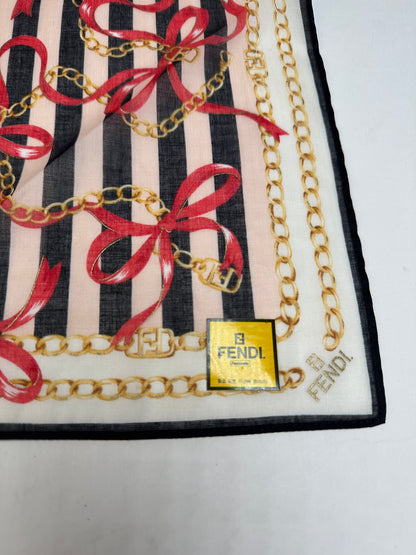 Vintage Fendi Striped Scarf Black Pink White Gold