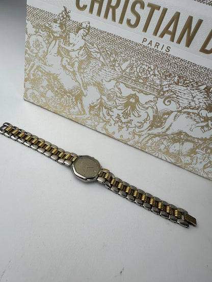 Vintage Dior Stainless Steel Bracelet Watch Y2K Silver Gold