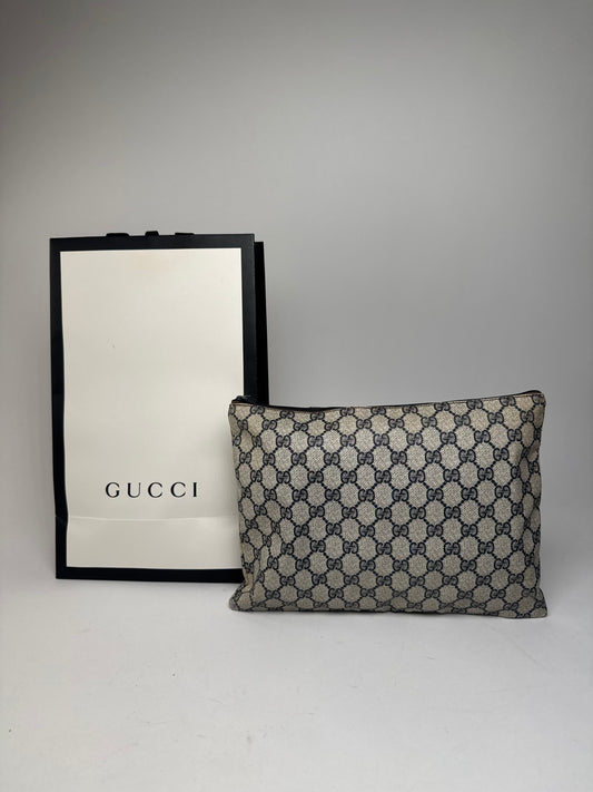Vintage Gucci Ophidia Monogram Clutch Grey Navy