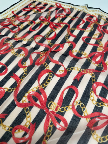 Vintage Fendi Striped Scarf Black Pink White Gold
