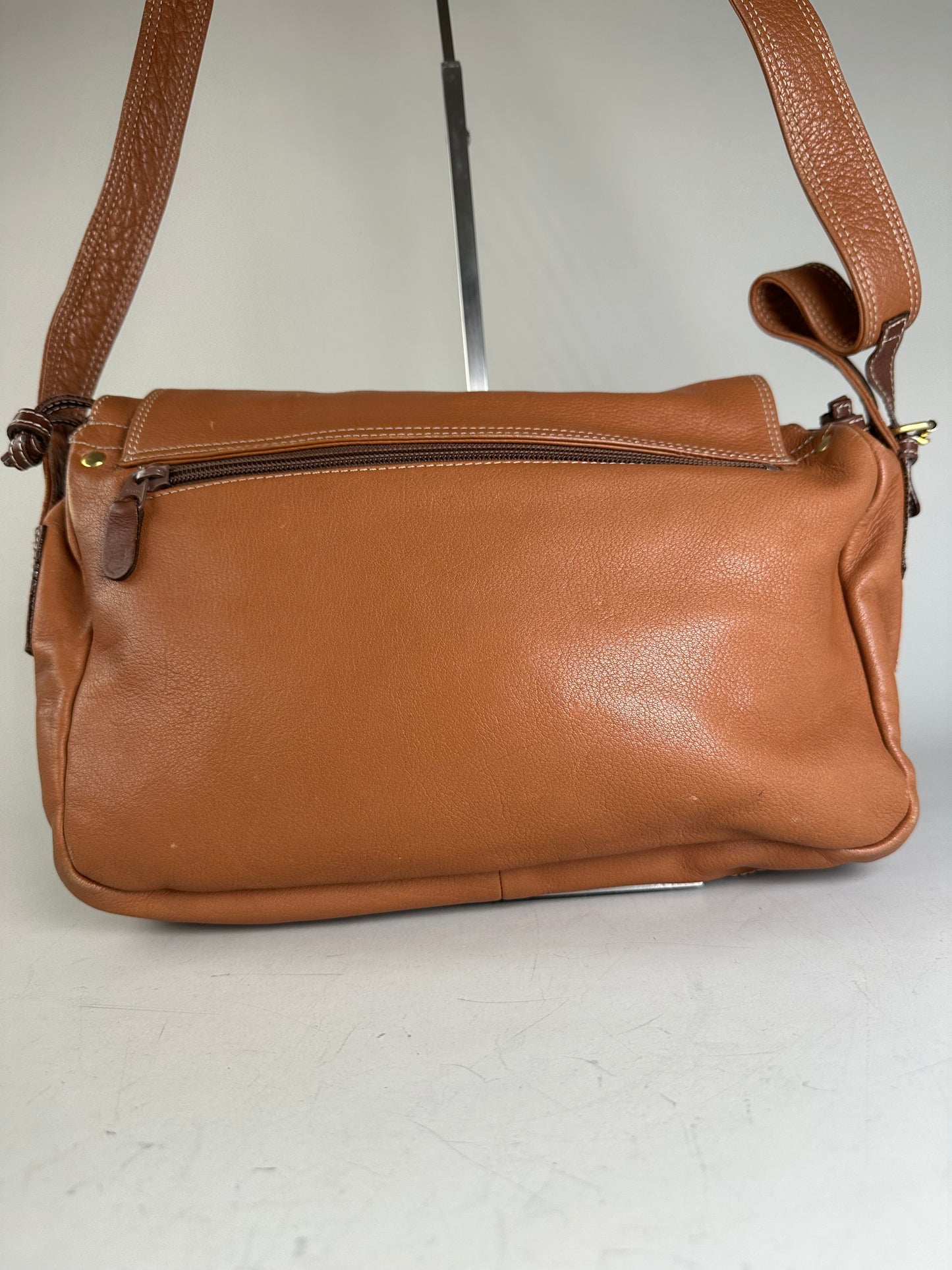 Vintage Givenchy Studded Leather Shoulder Bag Brown Gold