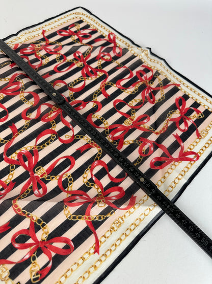Vintage Fendi Striped Scarf Black Pink White Gold