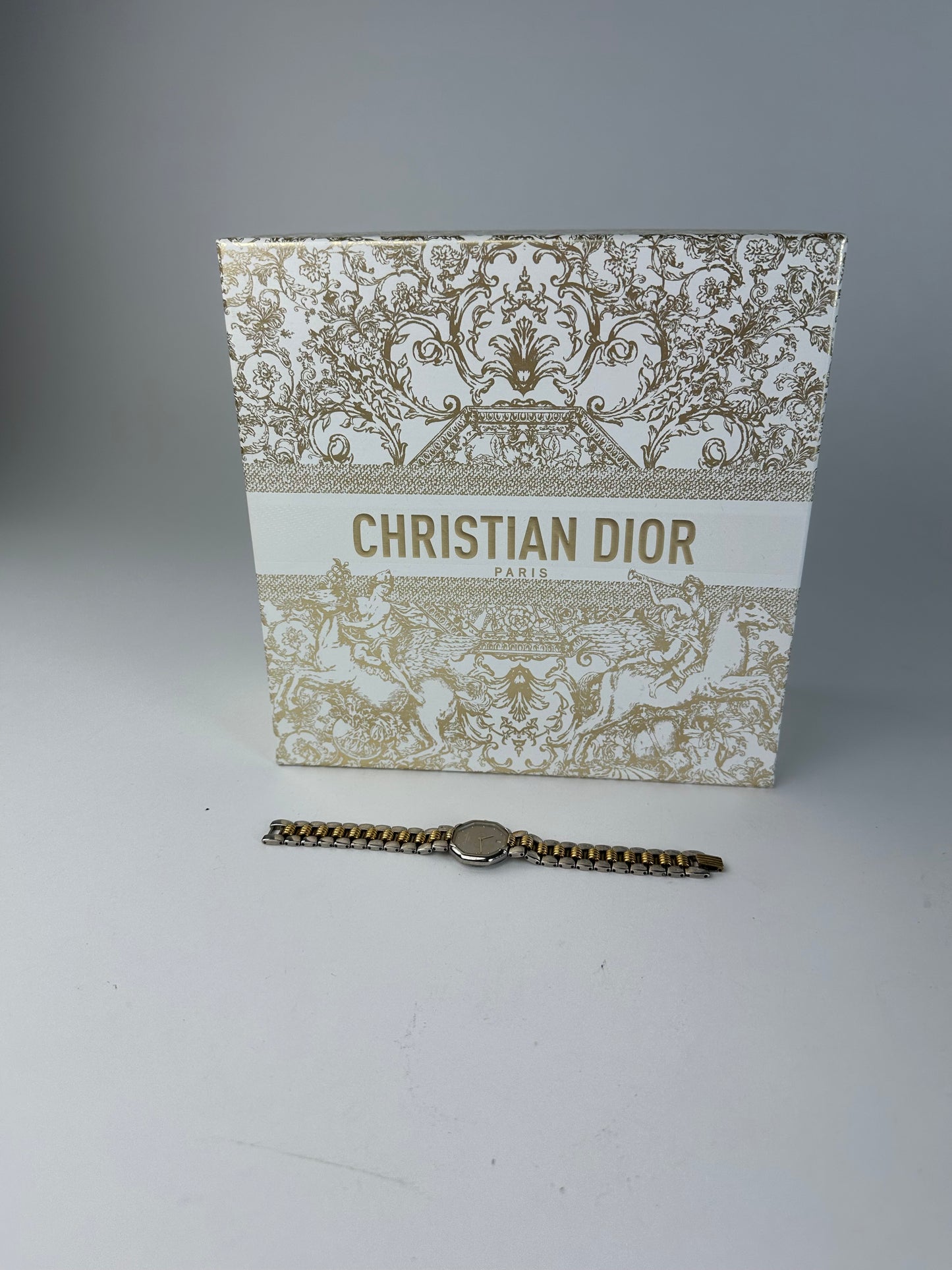 Vintage Dior Stainless Steel Bracelet Watch Y2K Silver Gold