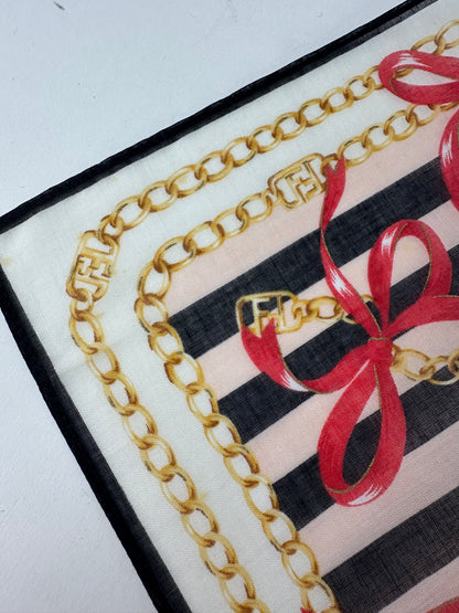 Vintage Fendi Striped Scarf Black Pink White Gold