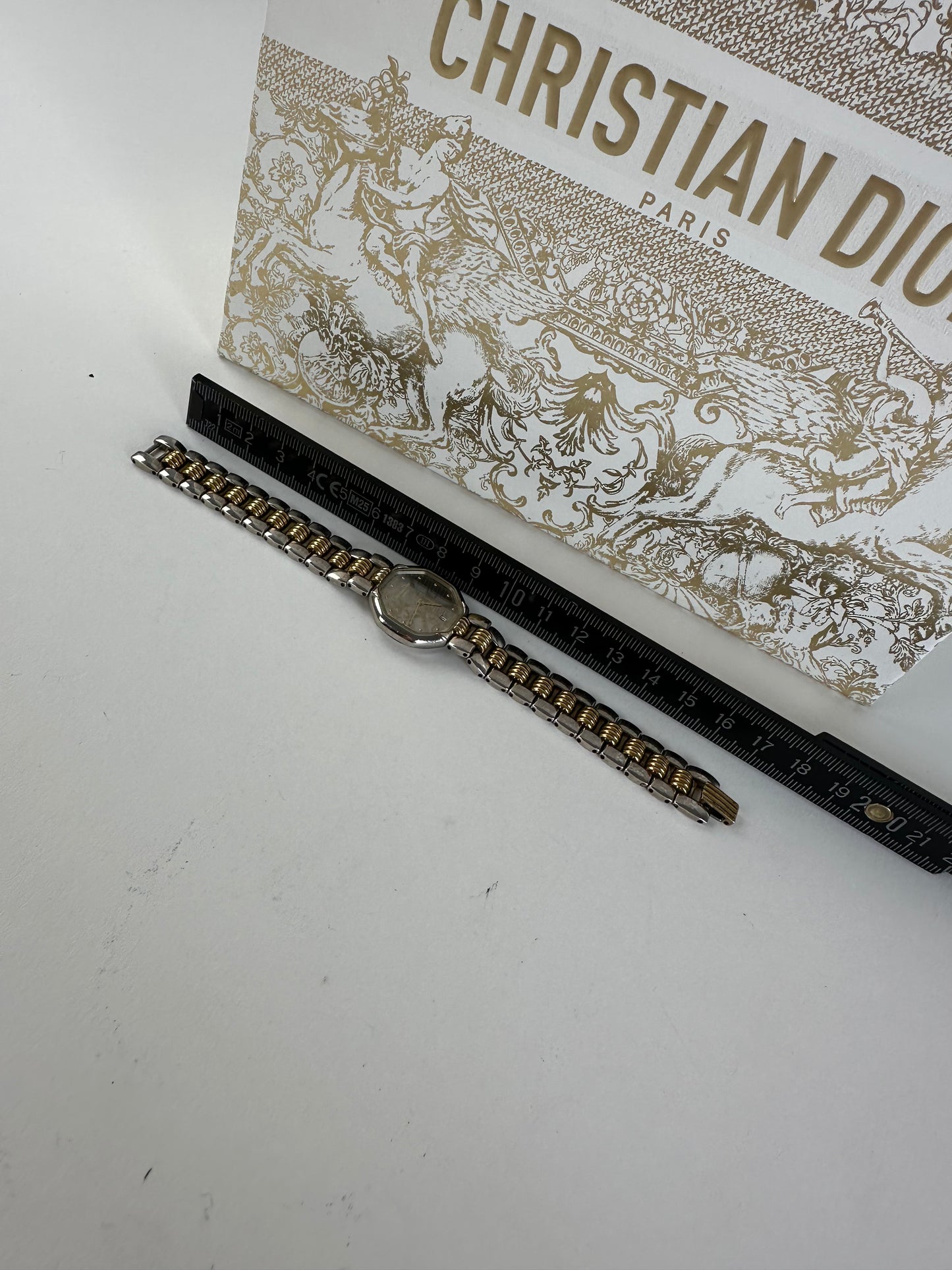 Vintage Dior Stainless Steel Bracelet Watch Y2K Silver Gold