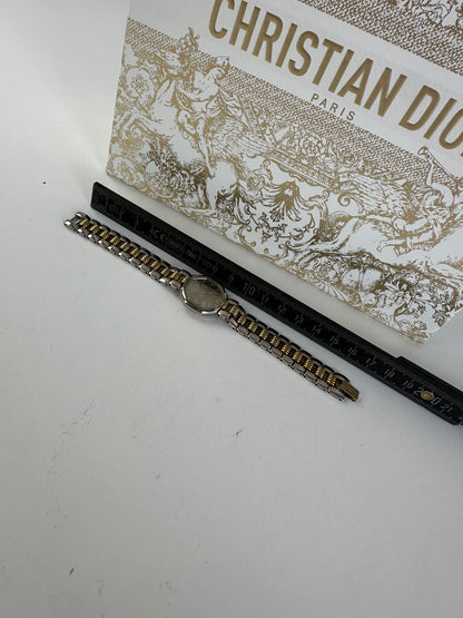 Vintage Dior Stainless Steel Bracelet Watch Y2K Silver Gold