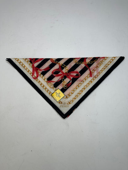 Vintage Fendi Striped Scarf Black Pink White Gold