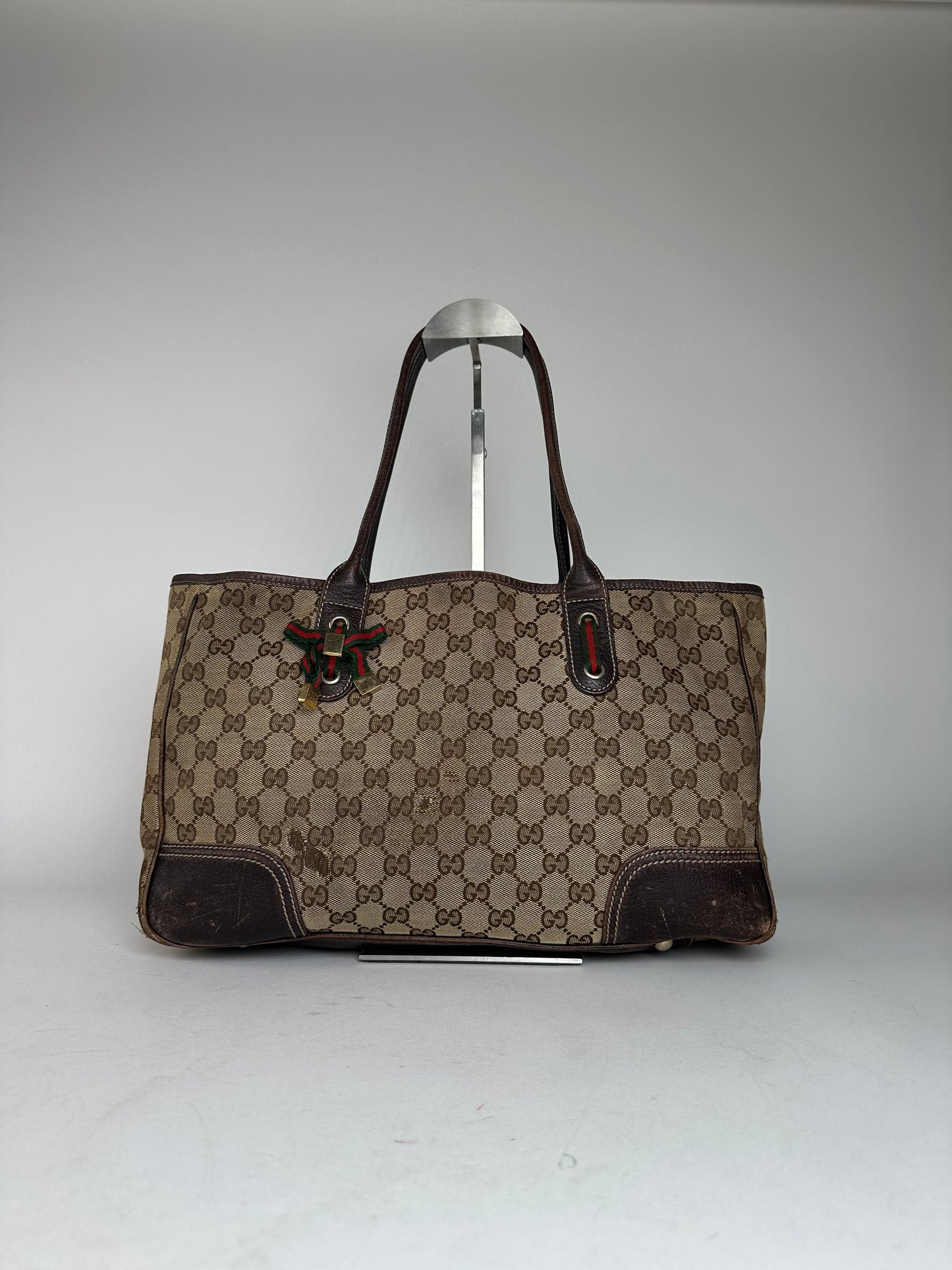 Vintage Gucci Monogram Handbag Beige Brown
