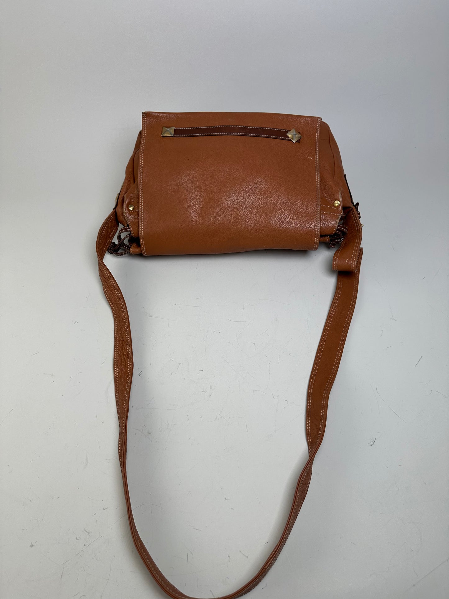 Vintage Givenchy Studded Leather Shoulder Bag Brown Gold