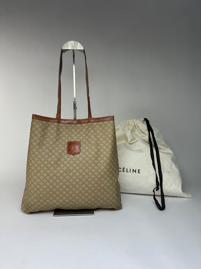 Vintage Celine Macadam Canvas Tote Late 1980s–1990s Beige Brown