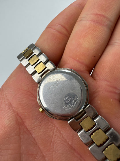 Vintage Dior Stainless Steel Bracelet Watch Y2K Silver Gold