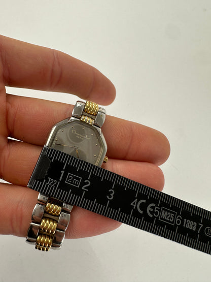 Vintage Dior Stainless Steel Bracelet Watch Y2K Silver Gold