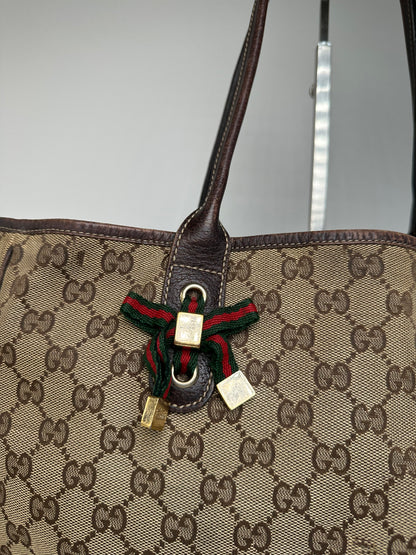 Vintage Gucci Monogram Handbag Beige Brown