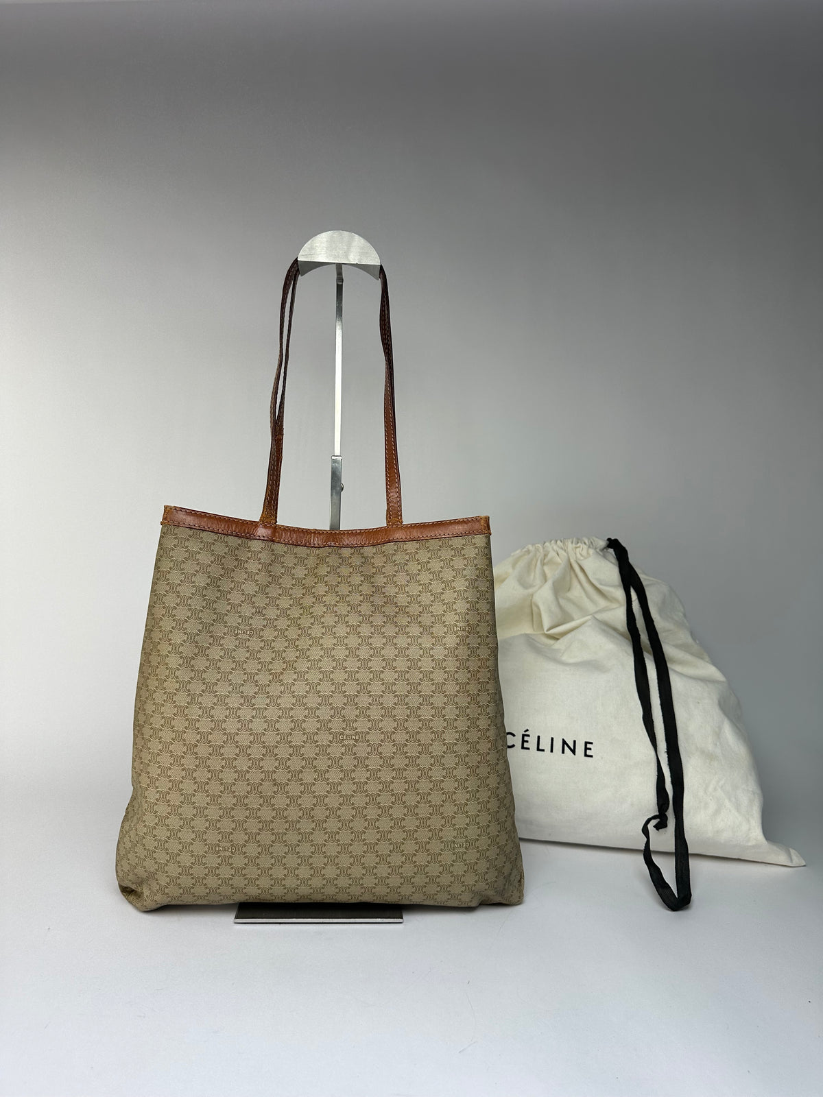 Vintage Celine Macadam Canvas Tote Late 1980s–1990s Beige Brown