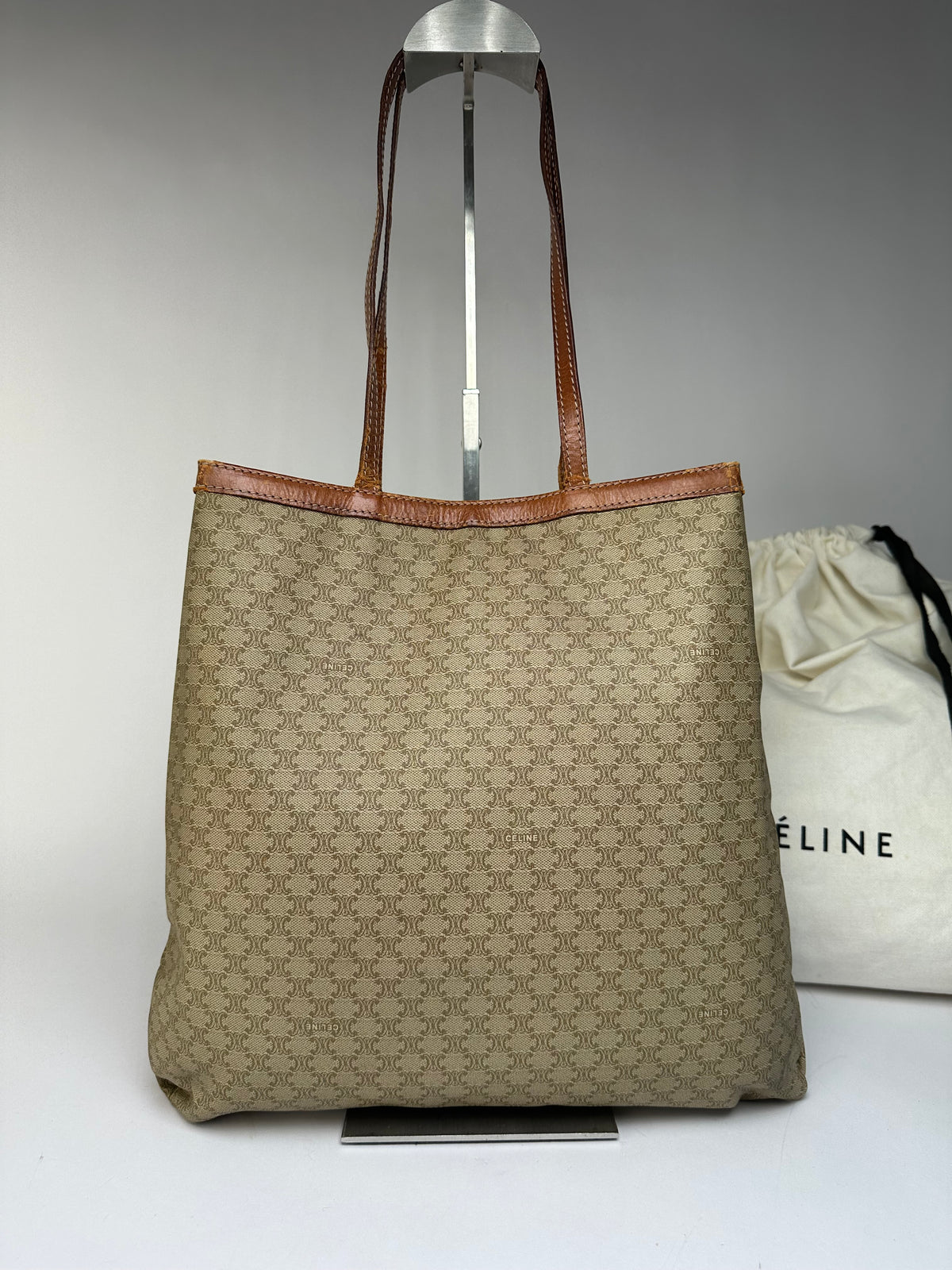 Vintage Celine Macadam Canvas Tote Late 1980s–1990s Beige Brown