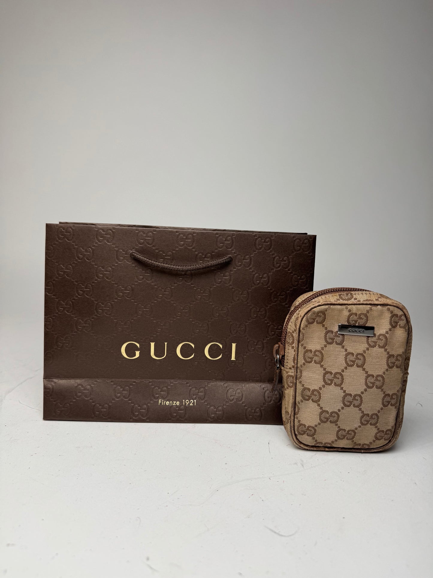Vintage Gucci Monogram Mini Bag Brown Beige