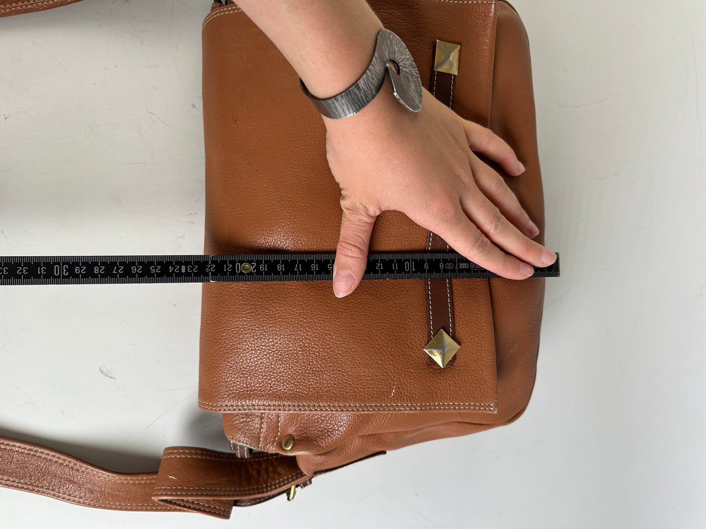 Vintage Givenchy Studded Leather Shoulder Bag Brown Gold