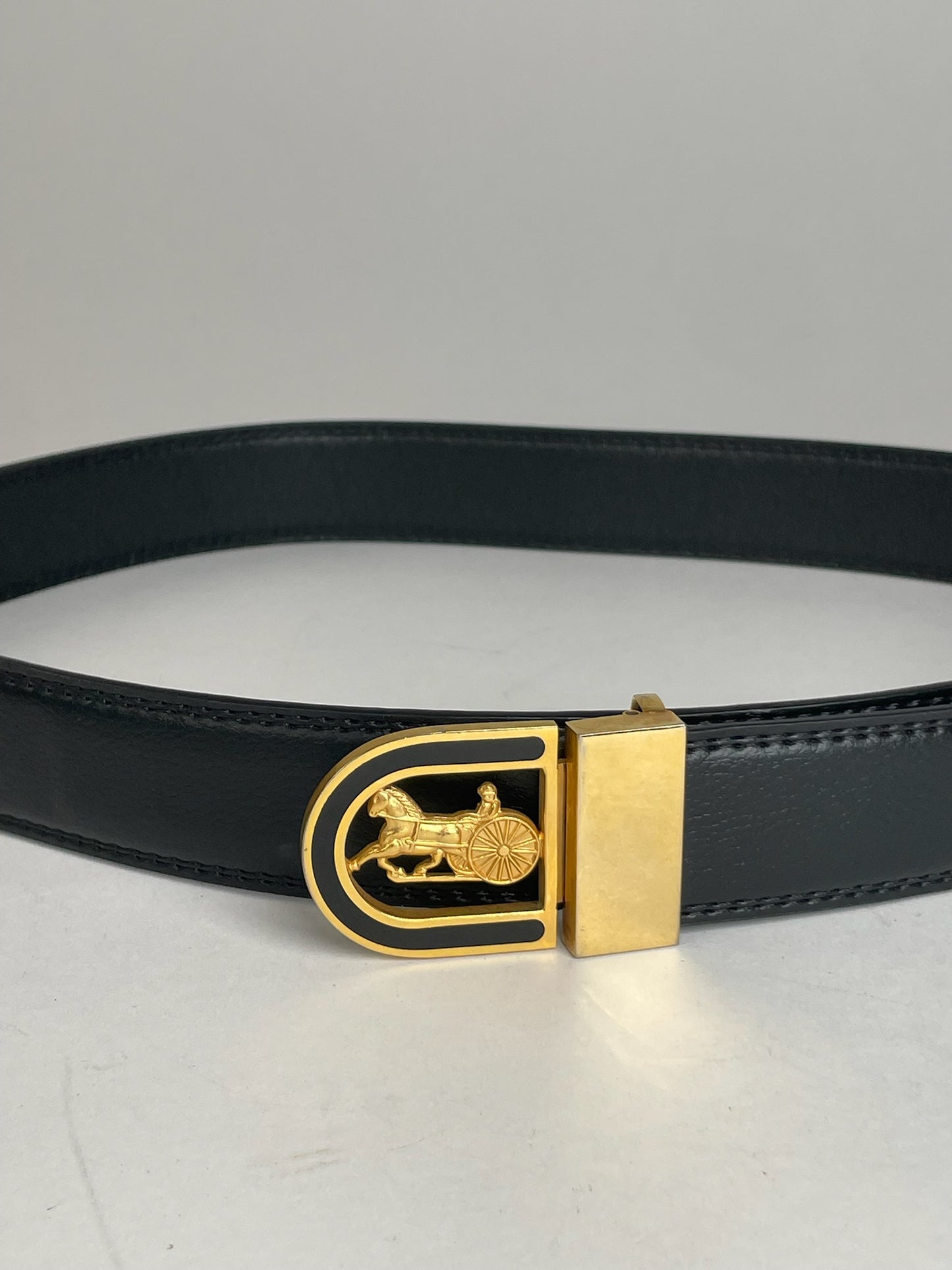 Vintage Celine Paris Leather Belt Black