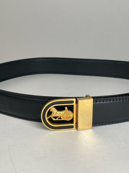Vintage Celine Paris Leather Belt Black
