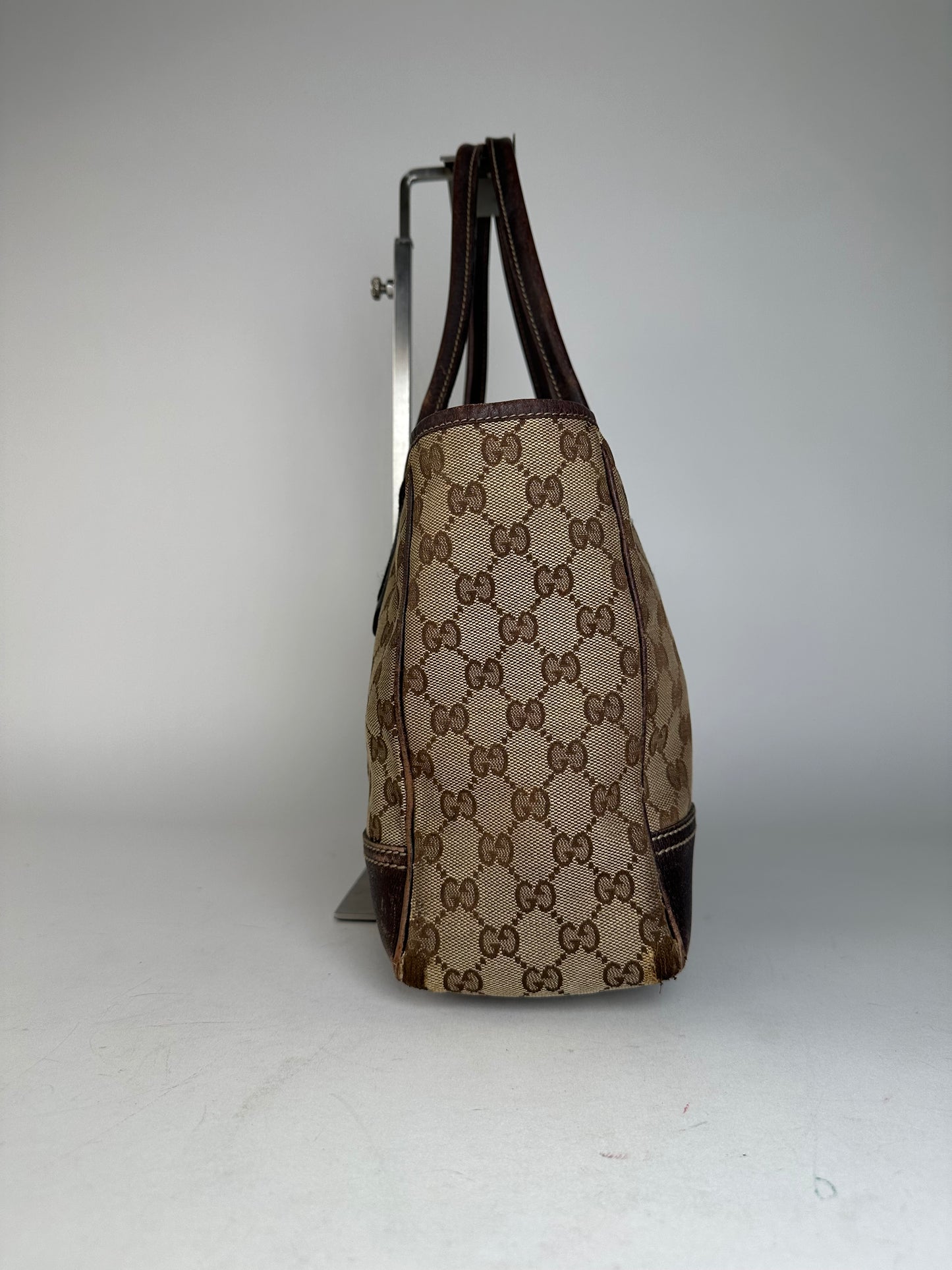 Vintage Gucci Monogram Handbag Beige Brown