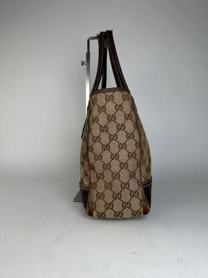 Vintage Gucci Monogram Handbag Beige Brown