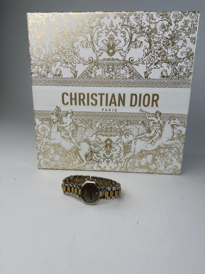 Vintage Dior Stainless Steel Bracelet Watch Y2K Silver Gold