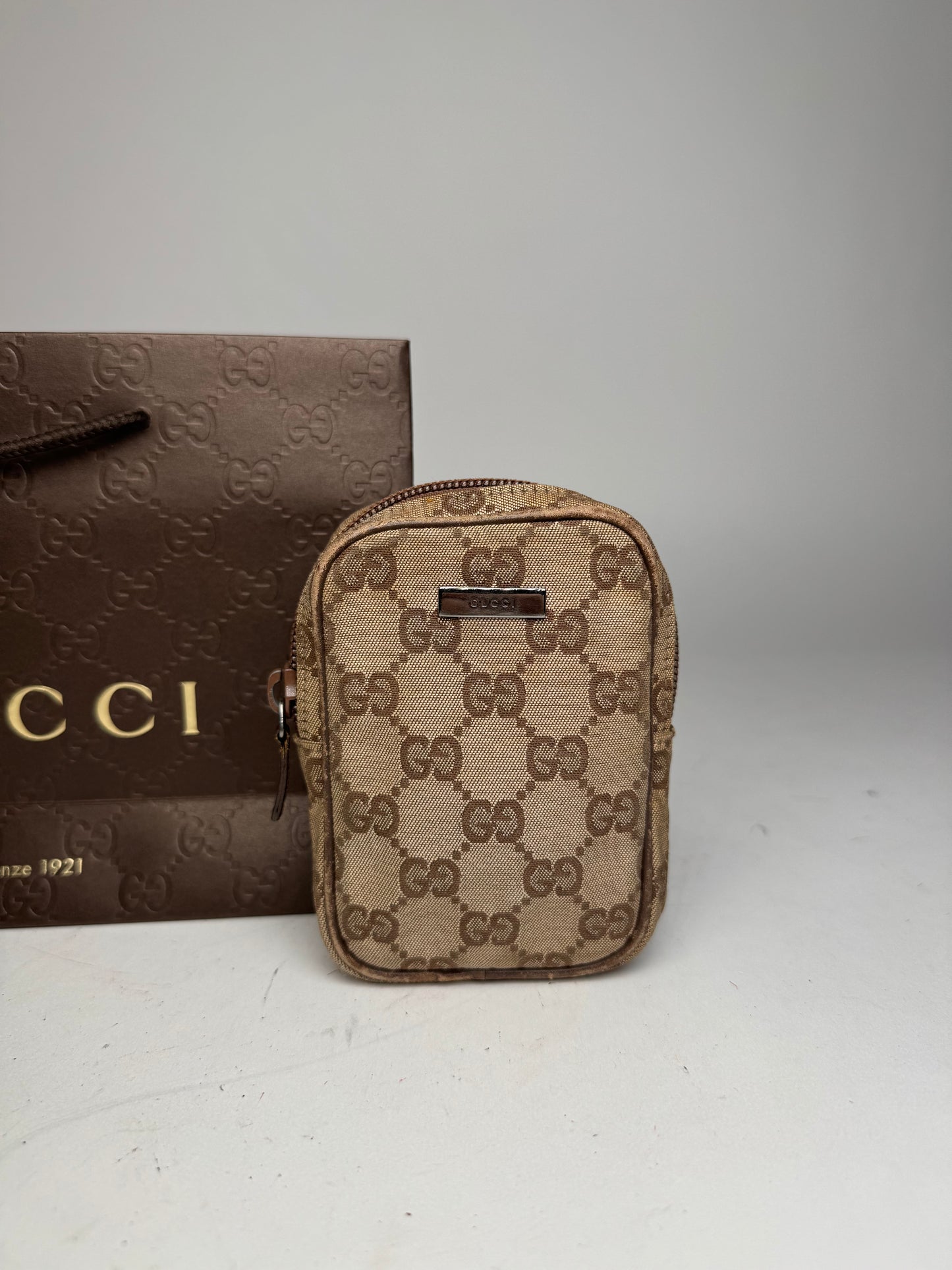 Vintage Gucci Monogram Mini Bag Brown Beige