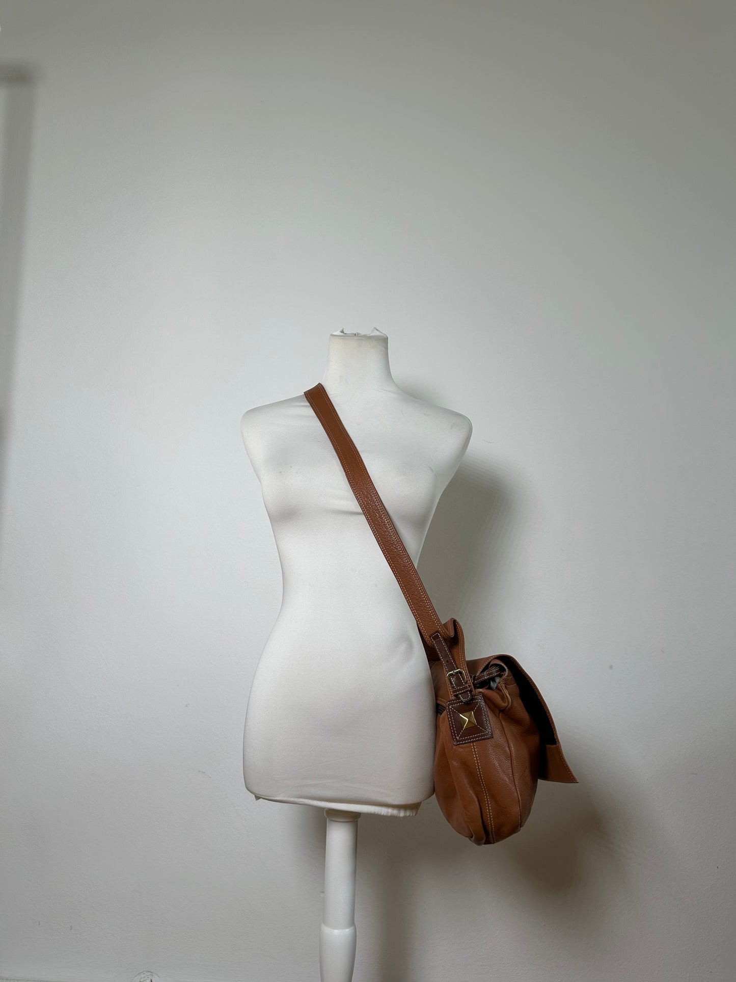 Vintage Givenchy Studded Leather Shoulder Bag Brown Gold
