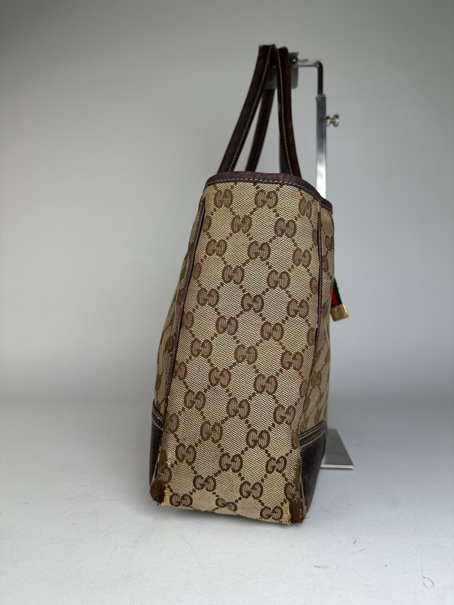 Vintage Gucci Monogram Handbag Beige Brown