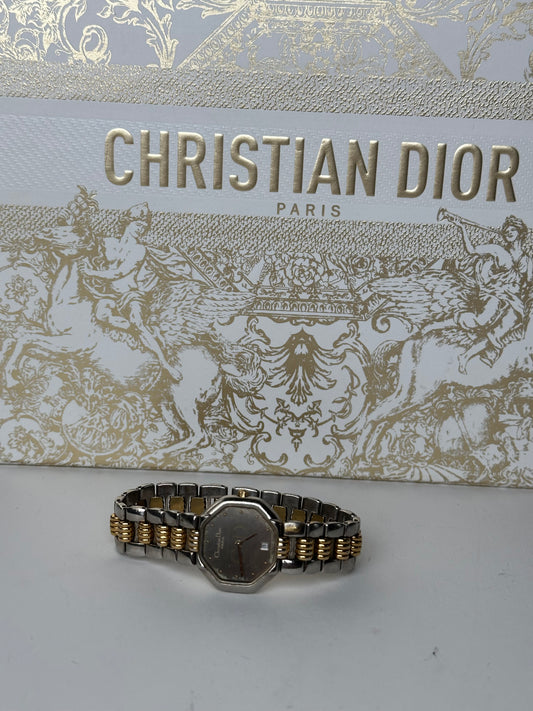 Vintage Dior Stainless Steel Bracelet Watch Y2K Silver Gold